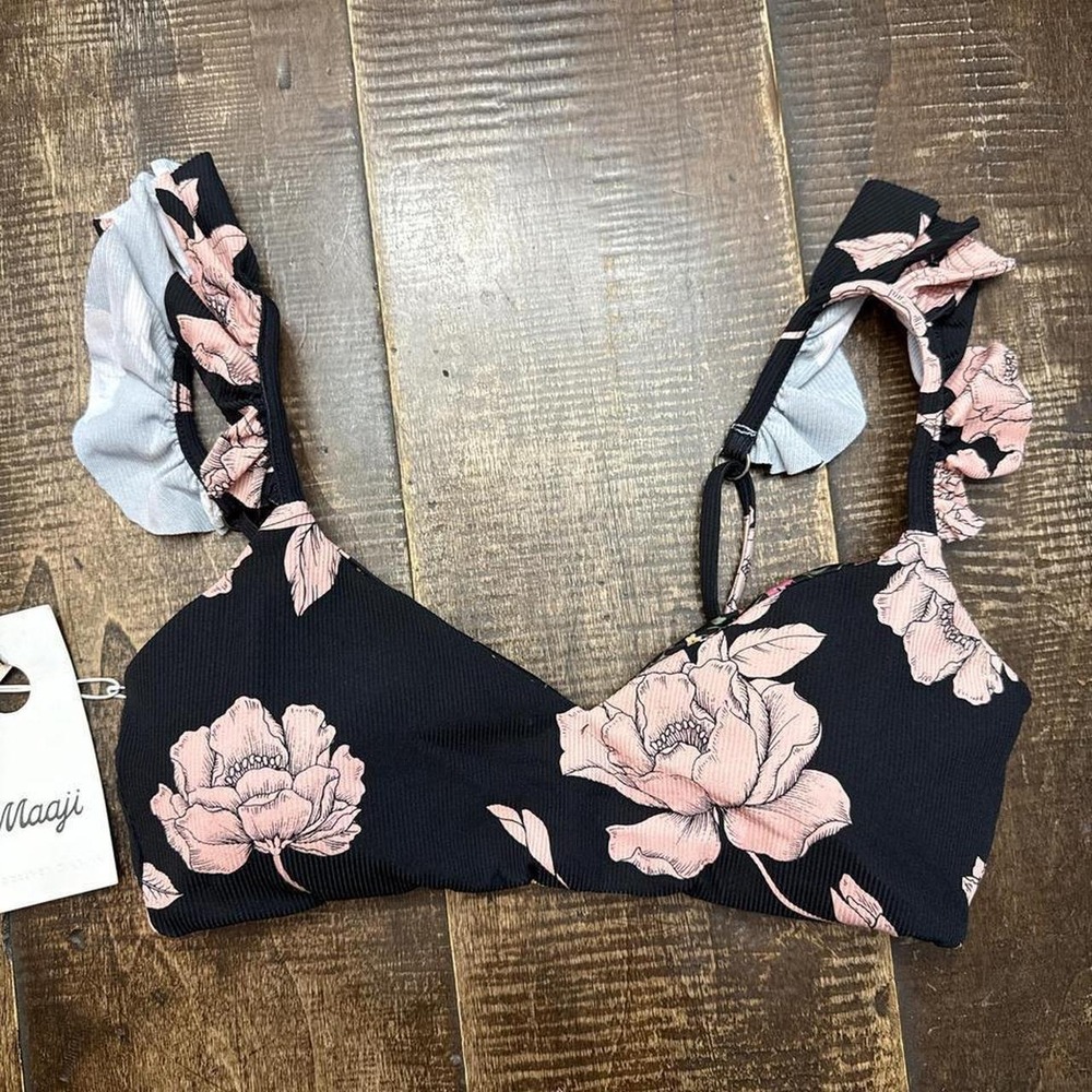Maaji evening bloom wonders ruffled bikini top